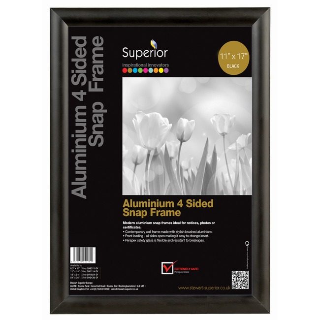 Stewart Superior Seco Snapframe Almnm 11X17 Black SSCSN1117BLACK