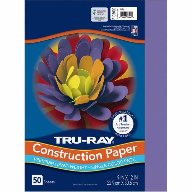 Pacon Corporation Paper Const 9X12 Violt 50SH PAC103009