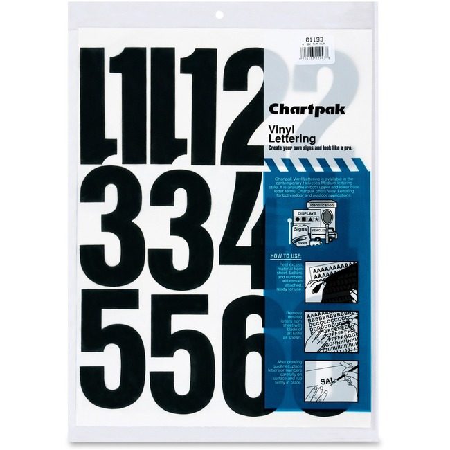 Chartpak Numbers Vinyl 4" Black CHA01193