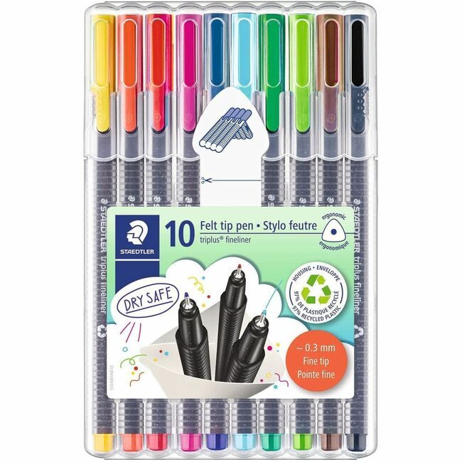 Staedtler Marker Fineline Tri+ 10 Count STD334SB10A6