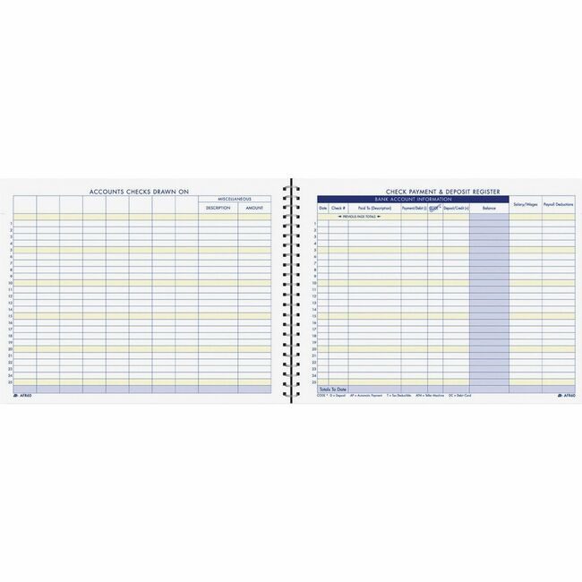 Adams Business Forms Book Check Pay & Reg ABFAFR60