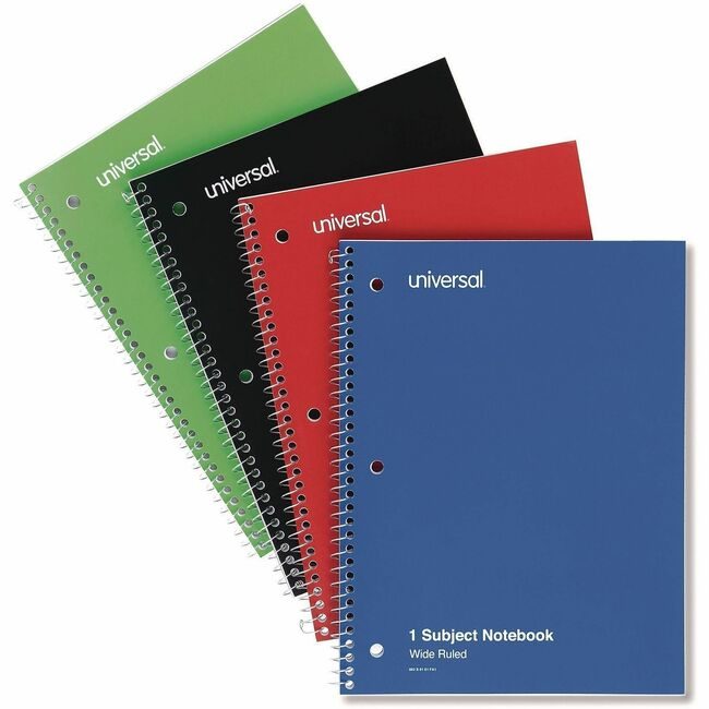Universal Office Products Notebook 1SB Wide 4 Pack Assorted UNV66624