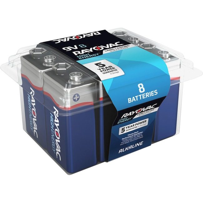 Energizer Holdings Rayovac Battery Alkaline 9V 8 Pack RAYA16048PPK