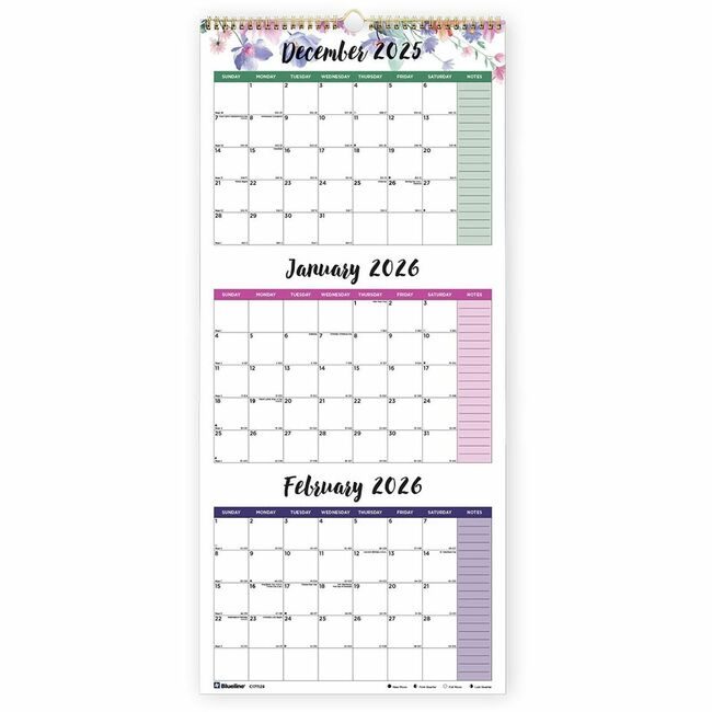 Dominion Blueline, Inc. Schneider Vizz Calendar Wal 3 MTH 12.25X27 REDC171129
