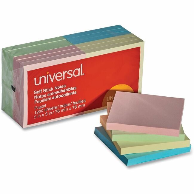 Universal Office Products Note SLFST3X3 12PD/PK Assorted UNV35669