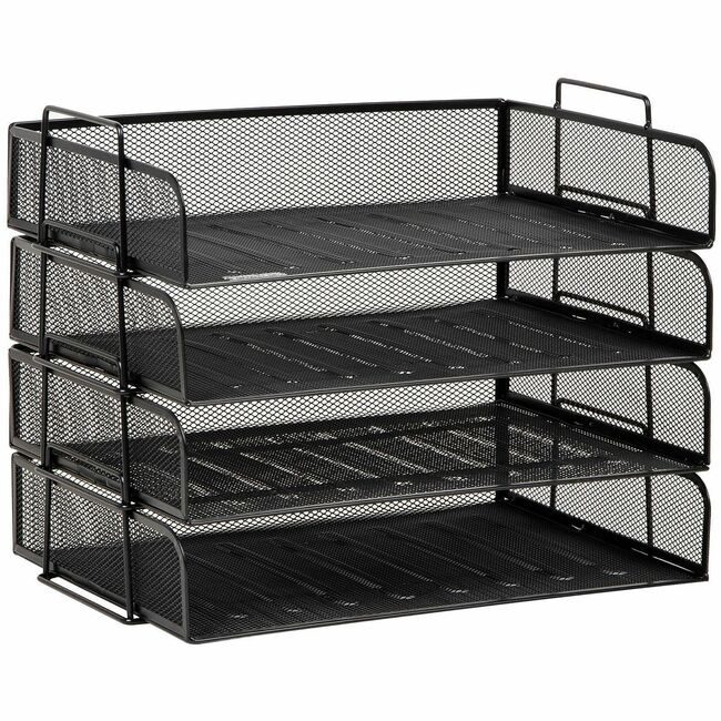 Mind Reader Products Tray Letter 4 TIER Mtl Mesh Black EMSDSTACK4BLK