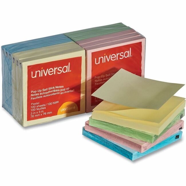 Universal Office Products Note 3X3 FANFOLD 12PK Assorted UNV35619