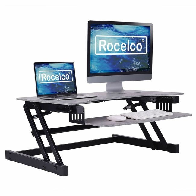 Rocelco Riser Desk Standing 37"W Gray RCLRDADRG