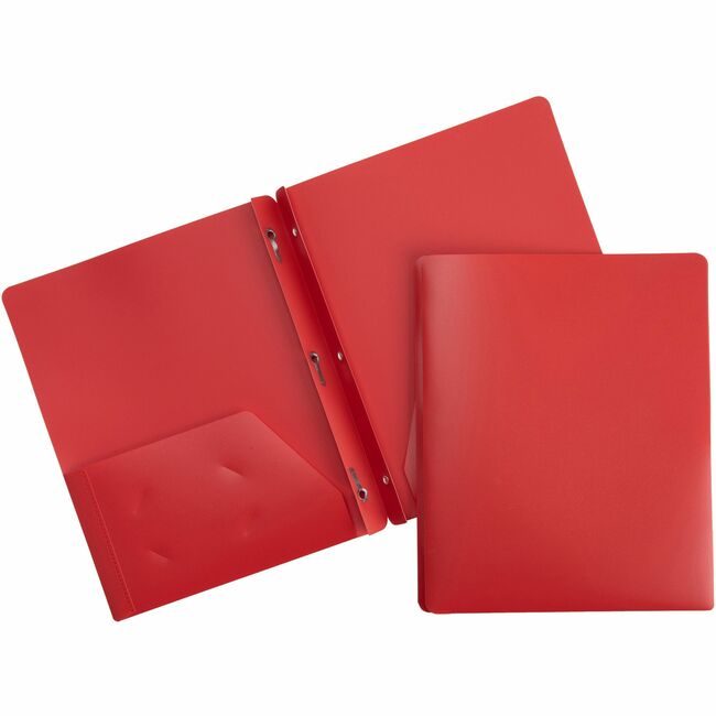 Business Source Folder 2PCKT Poly Fastnr Red BSN20887