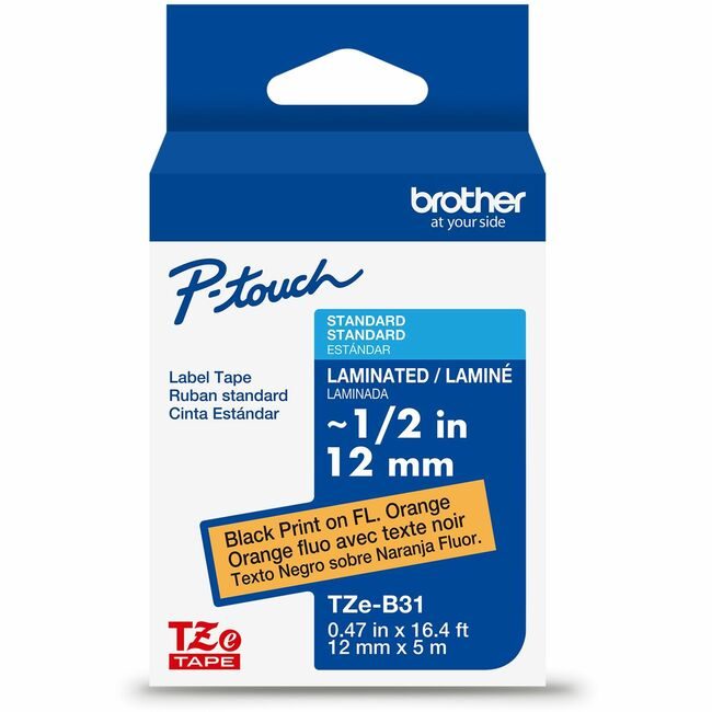 Brother International Tape Label 1/2" Bk/Flor BRTTZEB31G