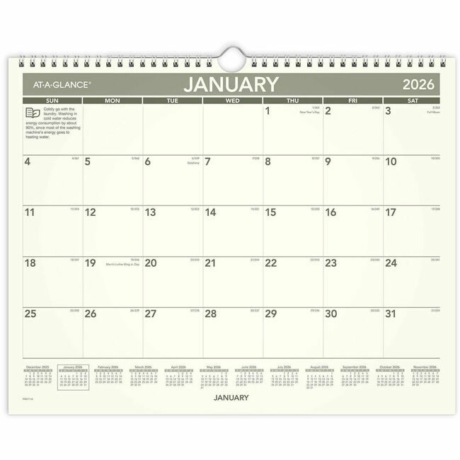 ACCO Brands AT-A-GLANCE Calendar Wall Recycld 15X12 AAGPMG77-28