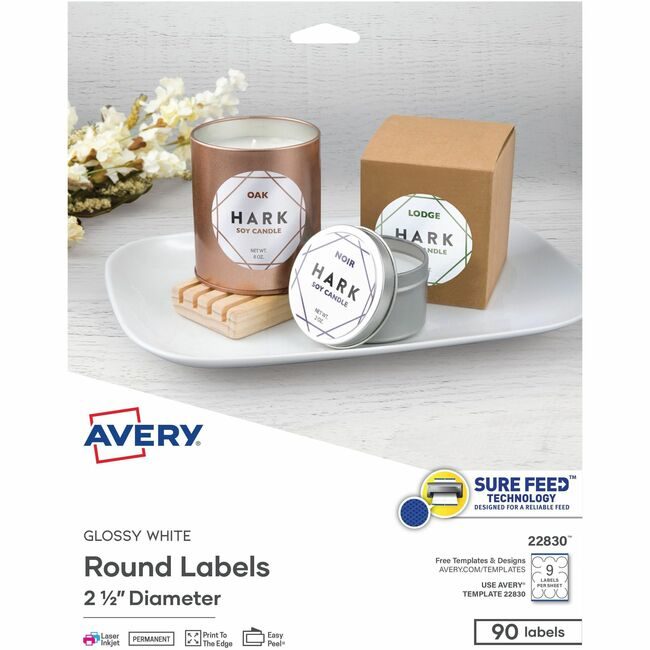Avery Products Corporation Label Round 2.5" Glossy Wht AVE22830