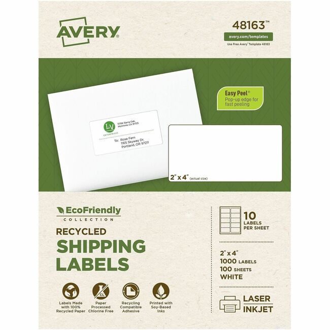 Avery Products Corporation Label Rcycld 2X4 1000 Count AVE48163