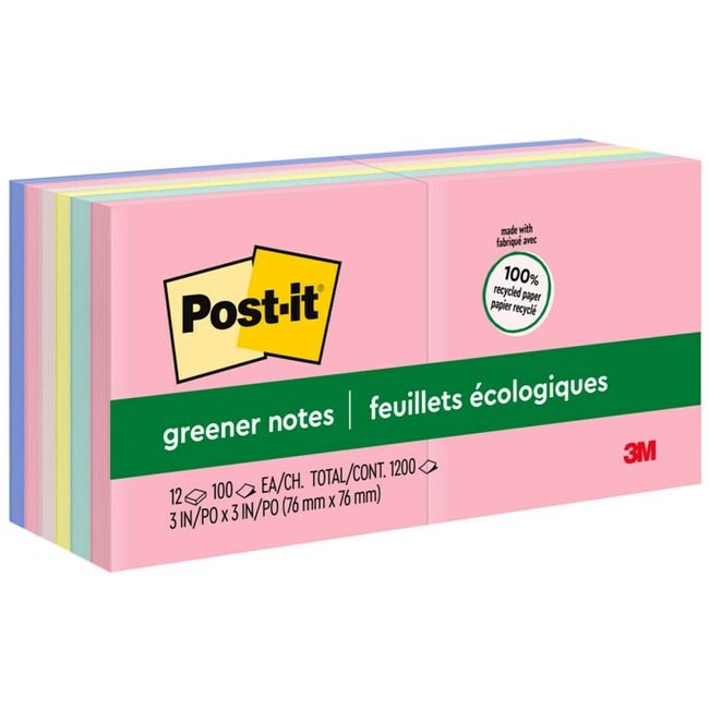 3M Company Note Post-It Rcyc 3X3 12 Pack MMM654-RP-A