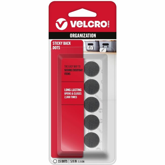 VELCRO Brand Velcro Companies Brand Dots Sticky 5/8IN Black 15 Count VEK90069
