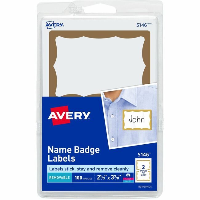 Avery Products Corporation Badge Adhesive Gld Brdr 100 AVE5146