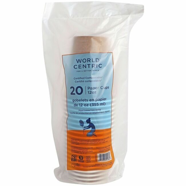 World Centric Cup 12OZ Brwn 20 Pack WORCURTPA12