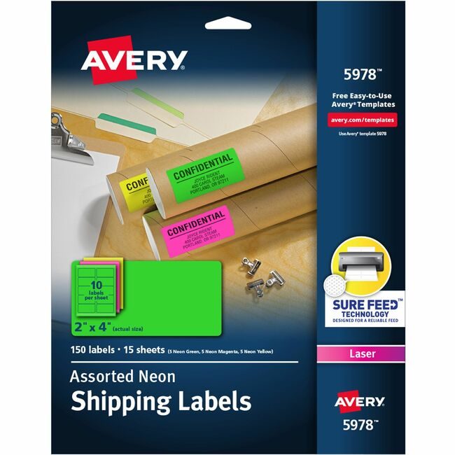 Avery Products Corporation Label Neon Perm 2X4 Assorted AVE5978