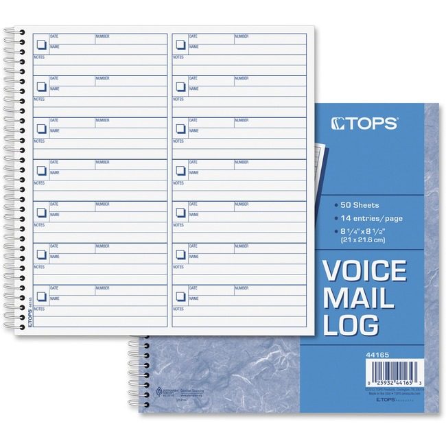 TOPS Products Form Voice Msg Log We TOP44165