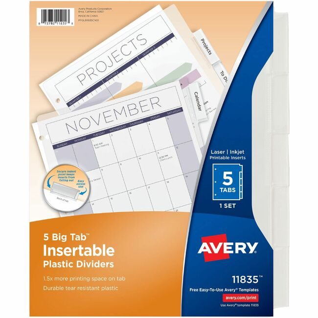 Avery Products Corporation Divider Insert 5TB Clear 1ST AVE11835