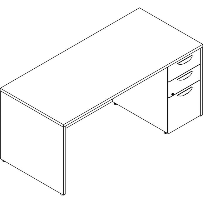 Lorell Desk Single Ped 30X66 Ge LLRPD3066RSPGE