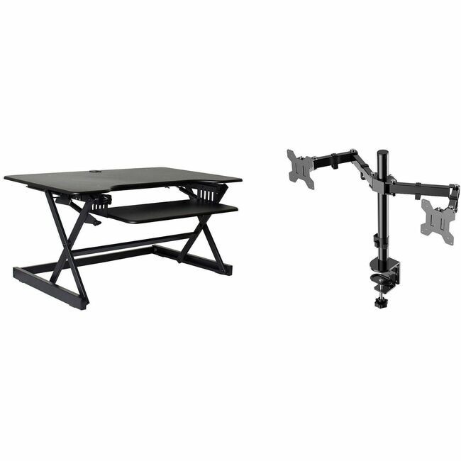 Rocelco Riser Desk Arm Bndl 40"W Black RCLRDADRB40DM2
