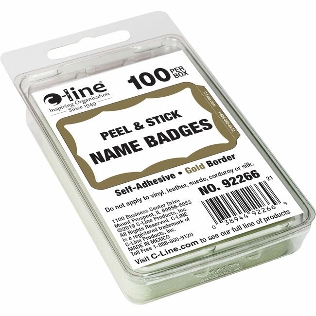 C-Line Products Badge Adhsve Gld Brdr 100 Count CLI92266