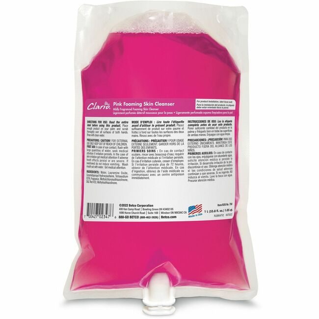 Betco Corporation Cleanser Hand Fming Pink BET7502900