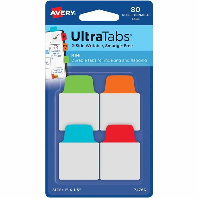 Avery Products Corporation Tabs Mini 1" Primary 80 Pack AVE74763