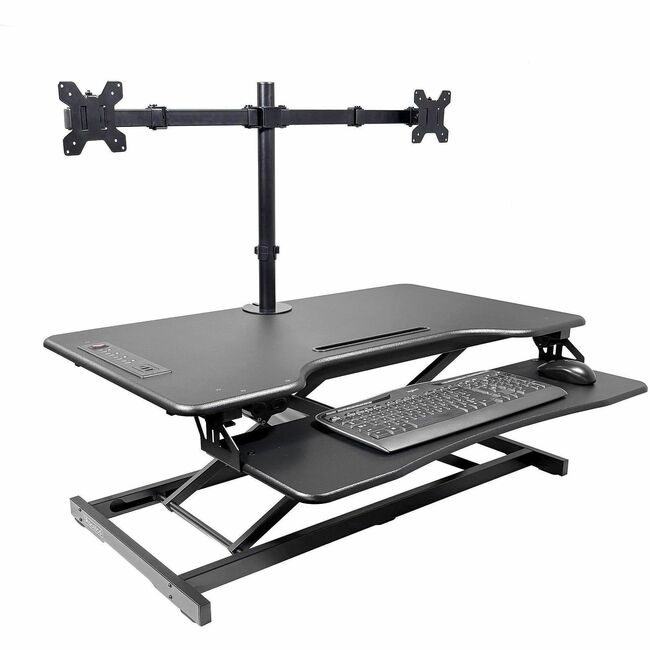 Rocelco Riser Desk Eltrcarm 37"W Black RCLREDR2BDM2