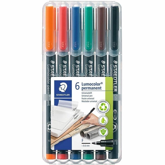 Staedtler Pen Unvsl Lumoclr Prm F 6 Count STD318WP6