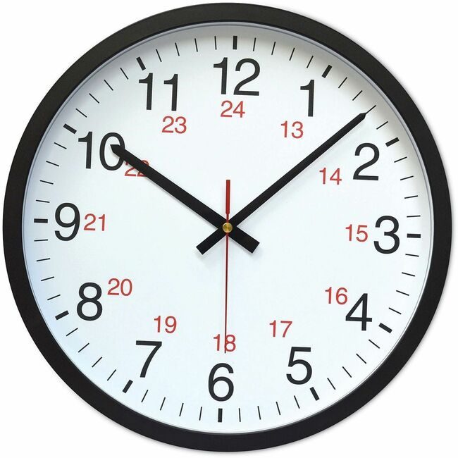 Universal Office Products Clock 12-24HR 12.50" Black UNV10441