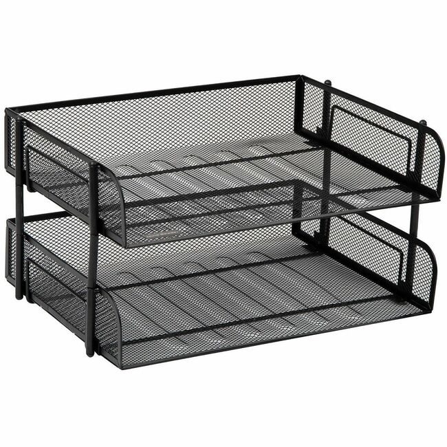 Mind Reader Products Tray Letter 2 TIER Mtl Mesh Black EMSESTACK2BLK