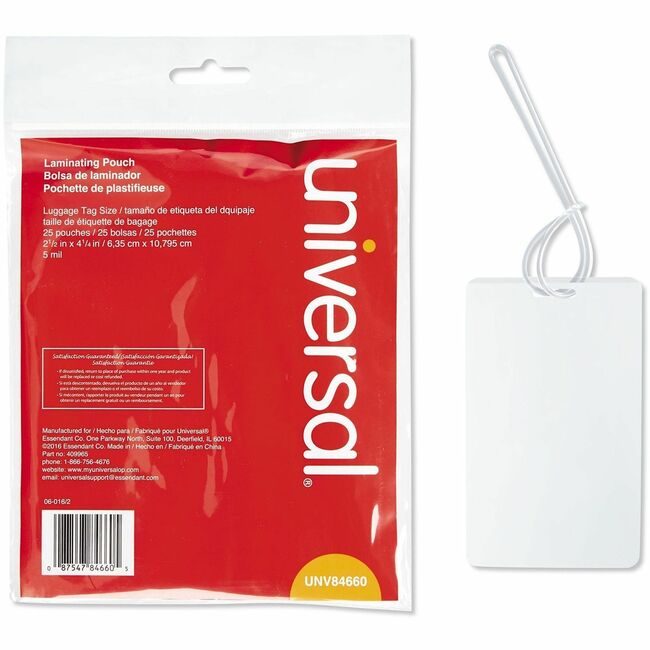 Universal Office Products Pouch Lug Tagw/Loop 25/PK UNV84660