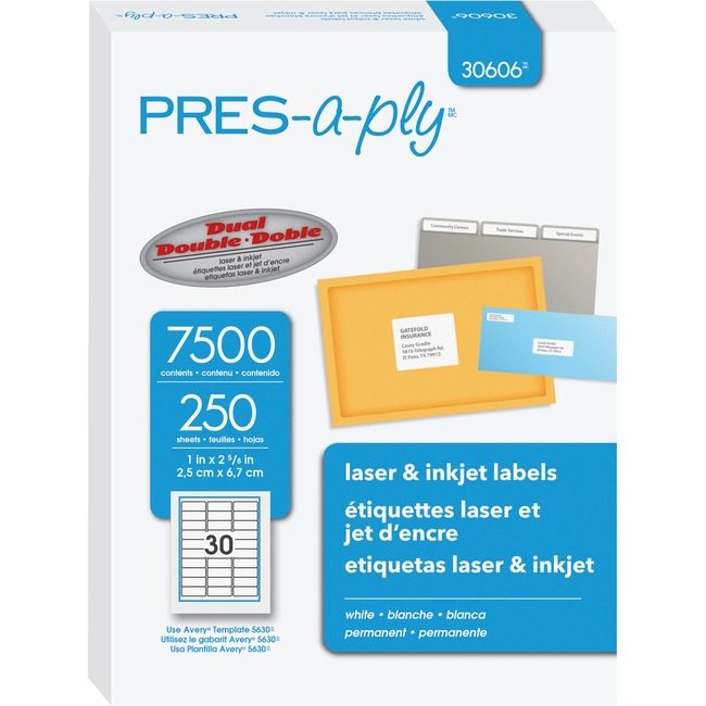 Avery Products Corporation Label Lsr/Inkjet 2-5/8X1 We AVE30606