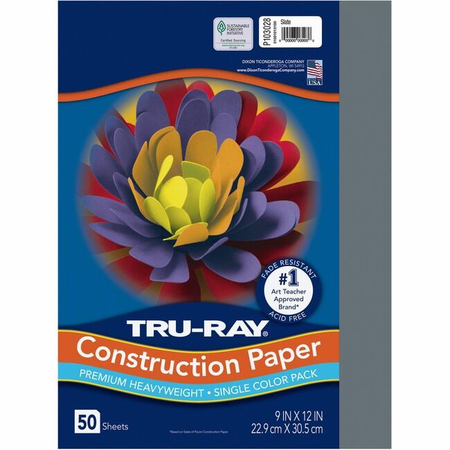 Pacon Corporation Paper Const 9X12 Slate 50SH PAC103028
