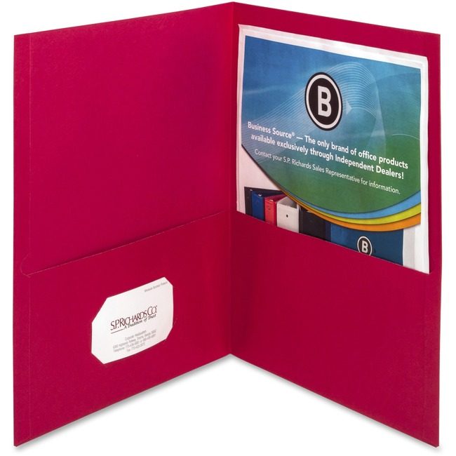 Business Source Folder 2-POCKET Letter Red BSN78494