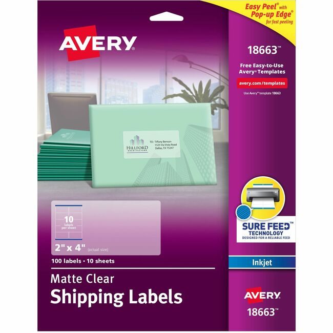 Avery Products Corporation Label 10-UP Ep Ij 100 Clear AVE18663