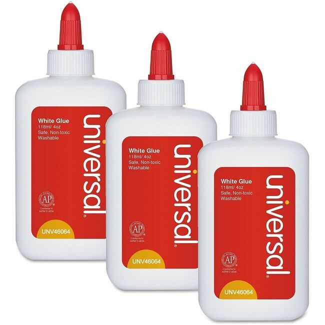 Universal Office Products Glue Washable White 3/PK UNV46064