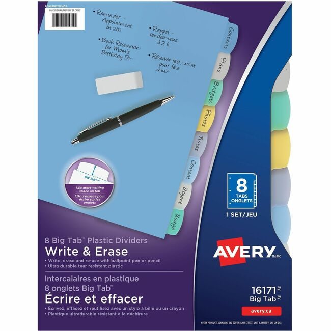 Avery Products Corporation Dividers Write-On 8TAB Mlti AVE16171