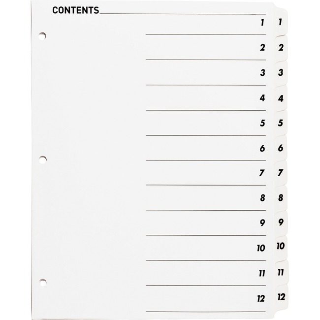 Business Source Dividers Index Toc 1-12 We BSN05855