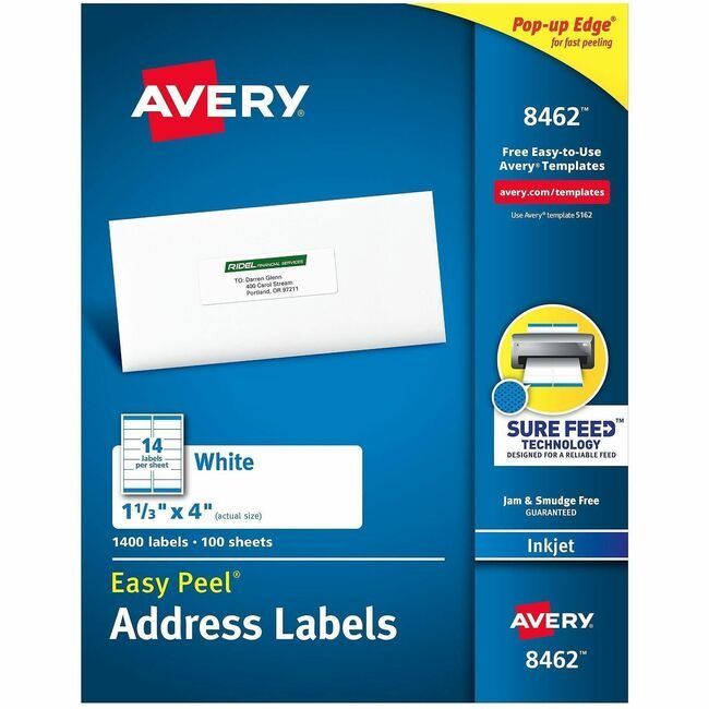 Avery Products Corporation Label Ezpeel Inkjt 1.3X4 We AVE8462