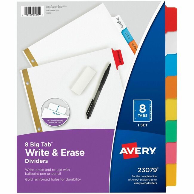 Avery Products Corporation Dividers Write-On Ersbl 8TB AVE23-079