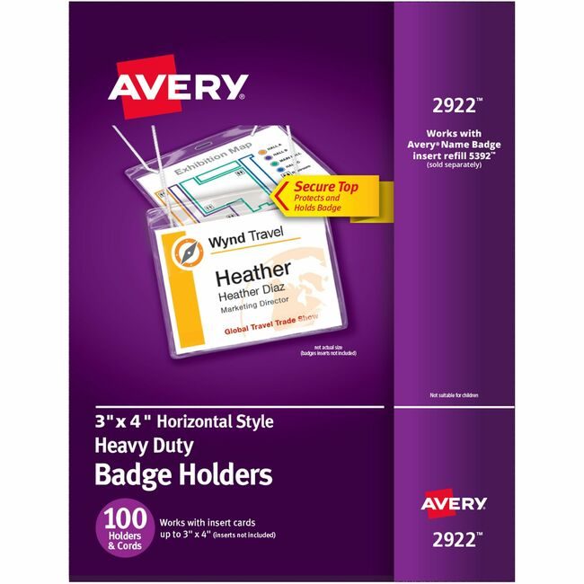 Avery Products Corporation Holder Badge W/Crd Horz 4X3 AVE2922