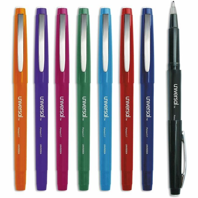 Universal Office Products Pen Porous Rball 8/PK Assorted UNV50504
