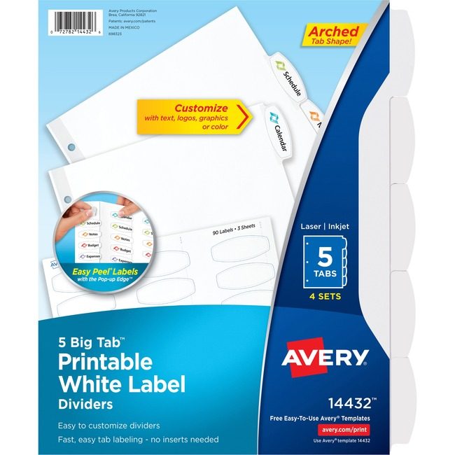 Avery Products Corporation Dividers Ezpeel Lbl 5TB 6 Pack AVE14432