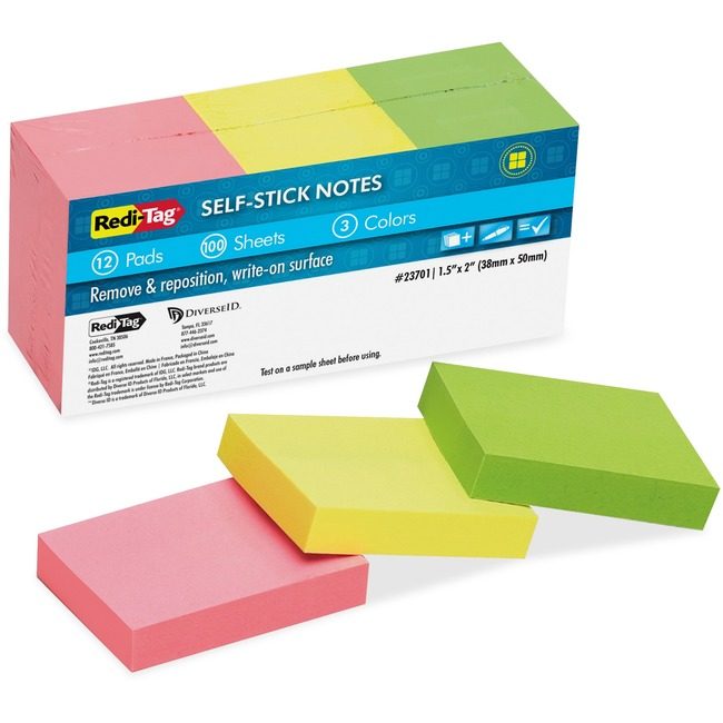 Redi-Tag Pad Self-Stick Notes Assorted RTG23701