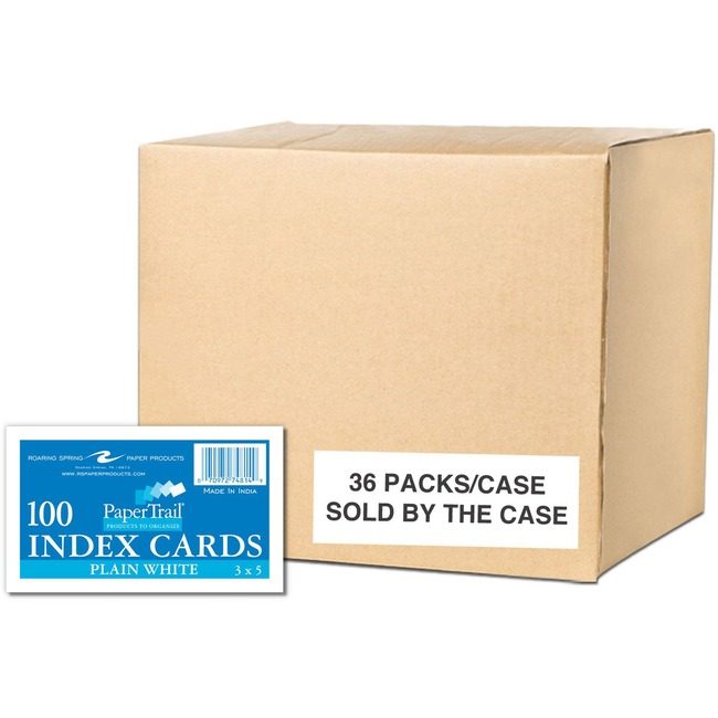 Roaring Spring Paper Products Index Cards 3X5 White Plain ROA74814CS