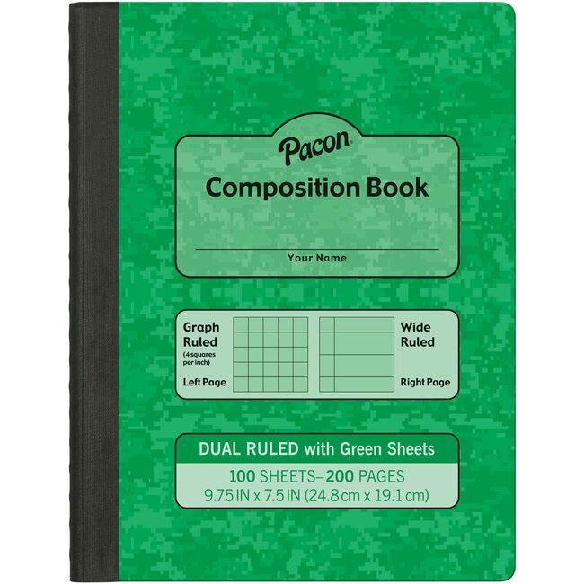 Pacon Corporation Book Comp Dual Ruled Green PACMMK37162