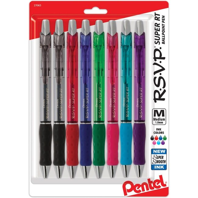 Pentel of America Pen Rsvp Super Rt Medium Assorted PENBX480BP8M
